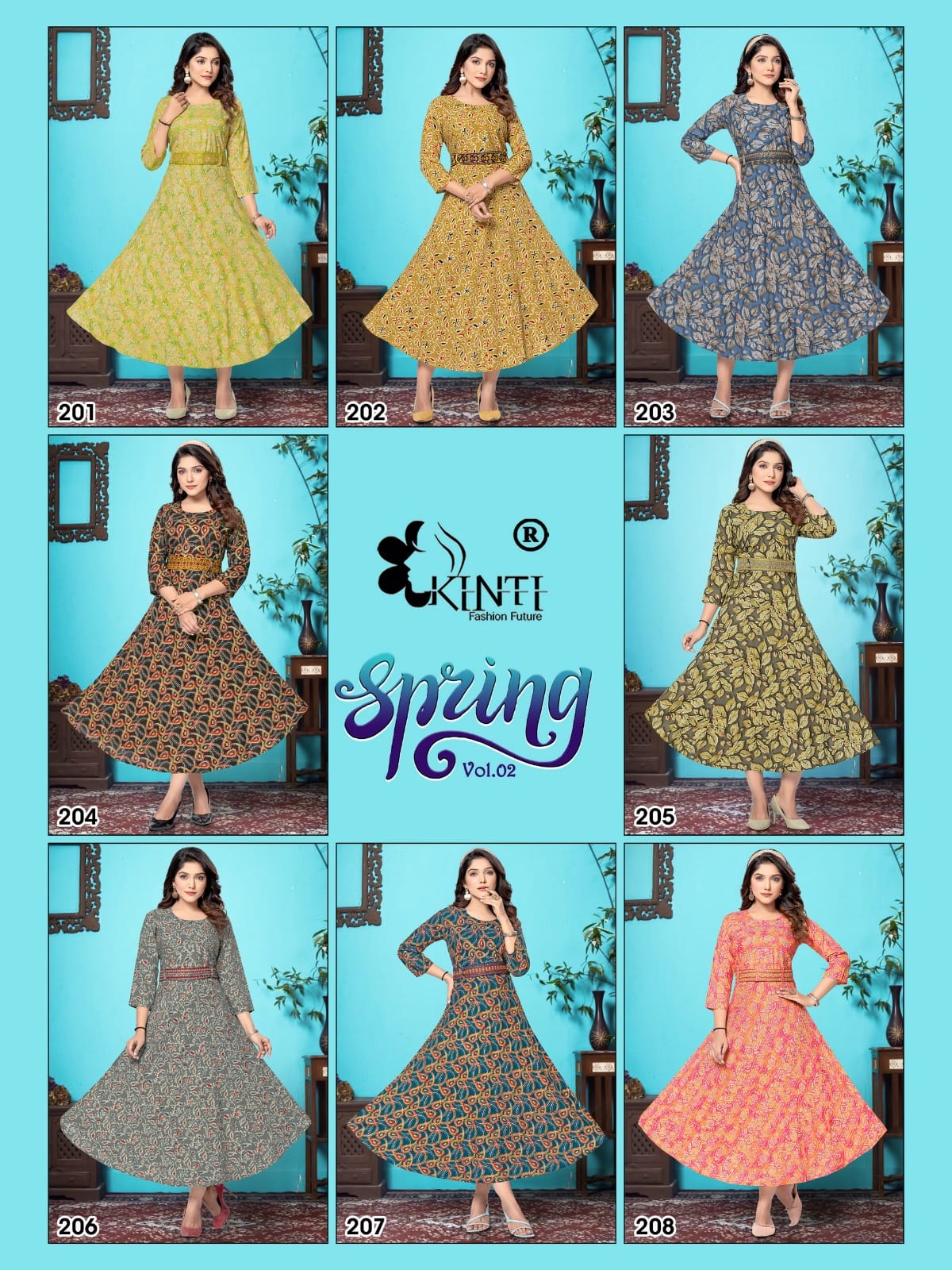 Spring Vo 8 By Kinti Long Designer Kurtis Catalog
